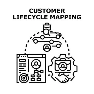 Customer lifecycle mapping process creating business journey plan Stock Illustration