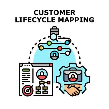 Customer lifecycle mapping process creating business journey plan Stock Illustration