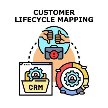 Customer lifecycle mapping process managing relationships Stock Illustration