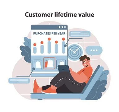 Customer lifetime value concept. Illustrates data-driven approach. Stock Illustration