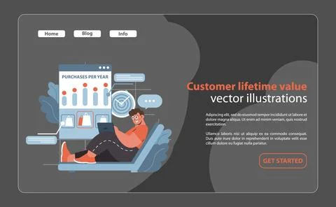 Customer lifetime value concept. Illustrates data-driven approach. Stock Illustration