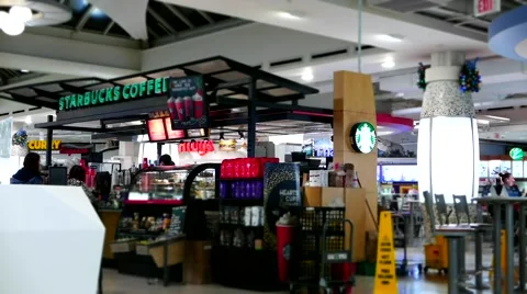 Customer line up for buying coffee Video stock 63809680