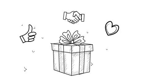 Customer Loyalty and Retention concept. sketch line animation of a gift box.. Stock Footage 305709348