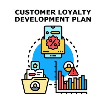 Customer loyalty development plan working digitally Stock Illustration