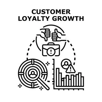 Customer loyalty growth concept analyzing client satisfaction Stock Illustration
