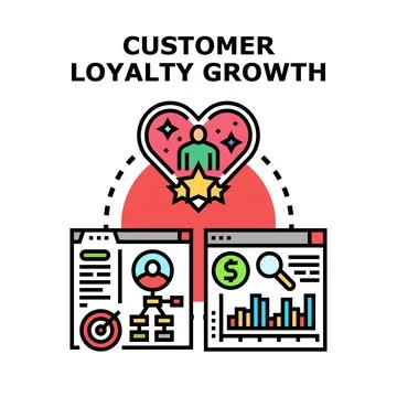 Customer loyalty growth strategy and analysis concept Stock Illustration