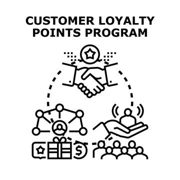 Customer loyalty points program developing business strategy Illustration