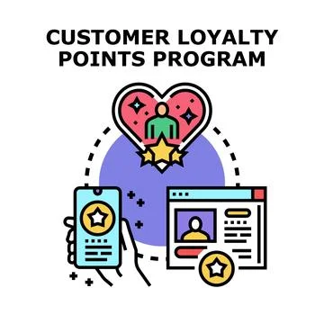 Customer loyalty points program earning rewards concept Stock Illustration