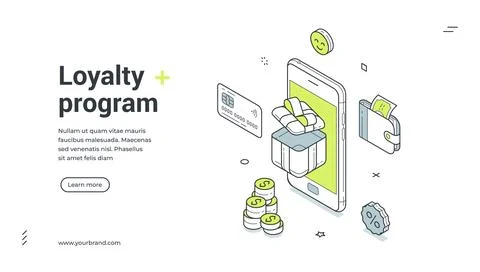 Customer Loyalty Program And Bonus Reward Isometric Banner Vector Illustratio Illustrazione stock