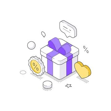 Customer Loyalty Program And Bonus Gift Reward Idea Isometric Vector Illust.. Ilustración de archivo