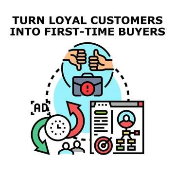 Customer loyalty program attracting new buyers concept Stock Illustration