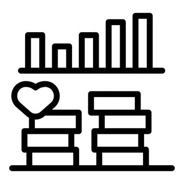 Customer loyalty program increasing sales chart icon vector outline 스톡 일러스트