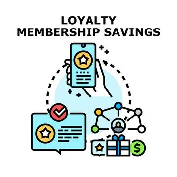 Customer loyalty program membership benefits and savings 库存插图