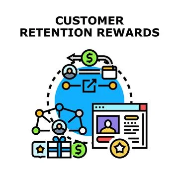 Customer loyalty program providing client retention rewards Illustrazione stock