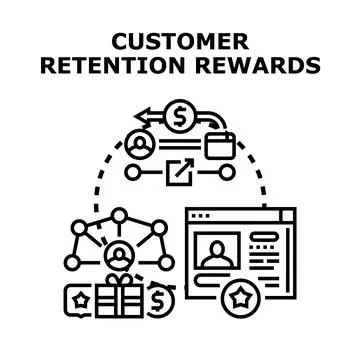 Customer loyalty program providing client retention rewards Illustrazione stock