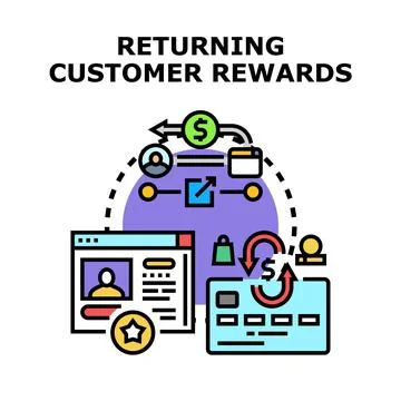Customer loyalty program receiving financial rewards and benefits Stock Illustration