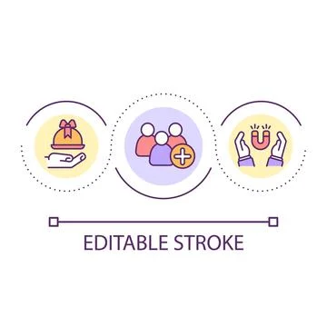 Customer loyalty program in restaurant loop concept icon Stock Illustration