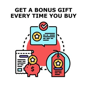 Customer loyalty program rewarding bonus gift during shopping 스톡 일러스트