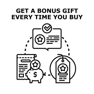 Customer loyalty program rewarding bonus gift during shopping Stock Illustration