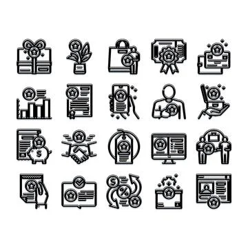 Customer loyalty program rewards and bonus icons イラスト素材