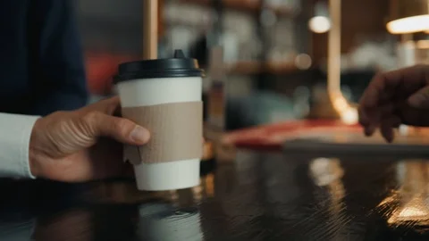 Customer making wireless or contactless payment using credit card nfc. Store Stock Footage 89972021