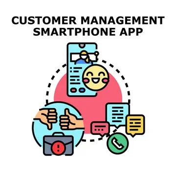 Customer management app handling client feedback communication Stock Illustration