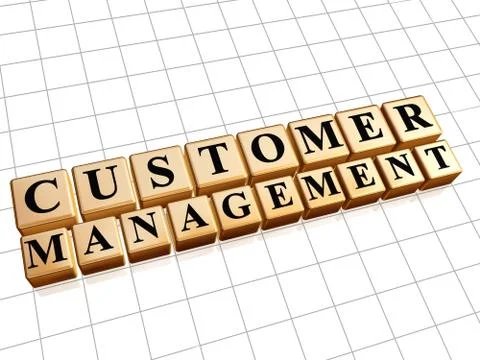 Customer management in golden cubes Stock Illustration
