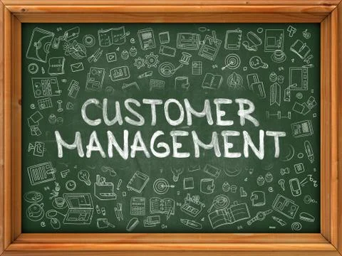Customer Management - Hand Drawn on Green Chalkboard Illustrazione stock