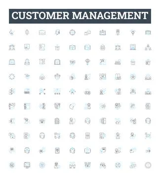 Customer management vector line icons set. Customer, Management, CRM, Retention Stock Illustration