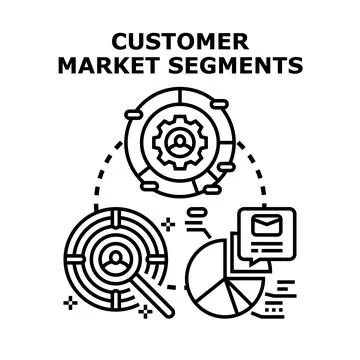 Customer market segments analyzing audience data concept Stock Illustration