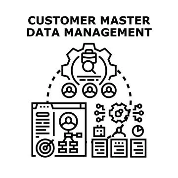 Customer master data management analyzing business information Stockillustratie