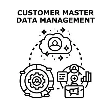 Customer master data management improving business efficiency Stock Illustration