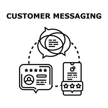 Customer messaging concept receiving feedback and reviews Stock Illustration