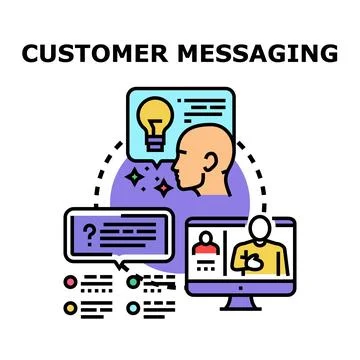 Customer messaging strategy providing chat support service Illustrazione stock