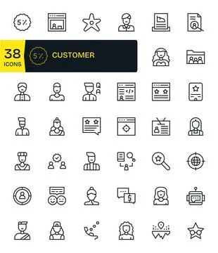 Customer Modern Vector Collection with 42 Regular Line 64x64 Display Perfec.. Stock Illustration