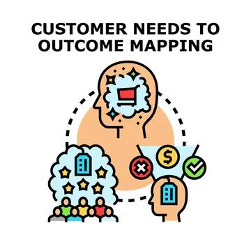 Customer needs to outcome mapping concept Stock Illustration