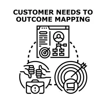 Customer needs to outcome mapping process icon Stock Illustration