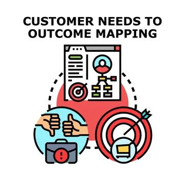 Customer needs to outcome mapping process icon Stock Illustration
