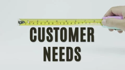 Customer Needs text or word and tape measure on a white background Video stock 302051749