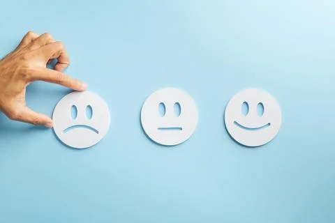 Customer negative feedback illustrates poor service, bad review, or unhappy.. Stock Photos