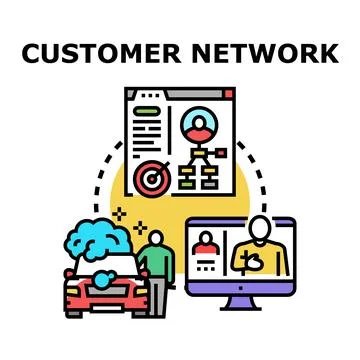 Customer network building client relationship management concept Stock Illustration