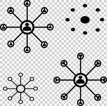 Customer Network Service Hub – 4 Pack Vector Icons Stock Illustration