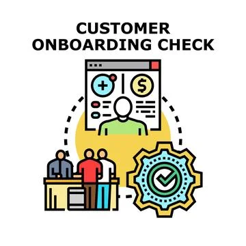 Customer onboarding check process with digital verification Stock Illustration