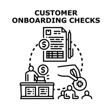 Customer onboarding checks with document and financial service Stock Illustration