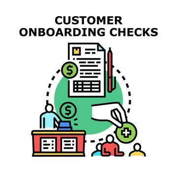 Customer onboarding checks with document and financial service 스톡 일러스트