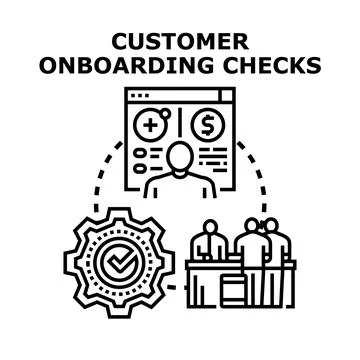 Customer onboarding checks process and client verification Stock Illustration