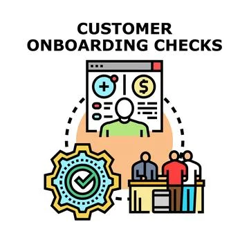 Customer onboarding checks process and client verification Stock Illustration