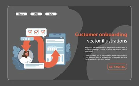 Customer onboarding concept. Efficient digital process guiding a new user Stock Illustration