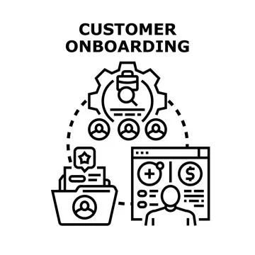 Customer onboarding process for new client registration Stock Illustration