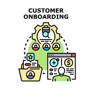 Customer onboarding process for new client registration Stock Illustration